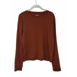 Quince Women Cotton Modal Relaxed Long Sleeve Tee Sleeved Top Brown M